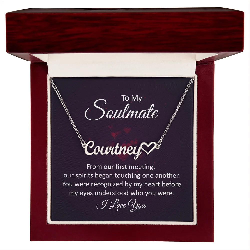 From Our First Meeting Personalized Silver Tone Heart Name Necklace Custom Gift